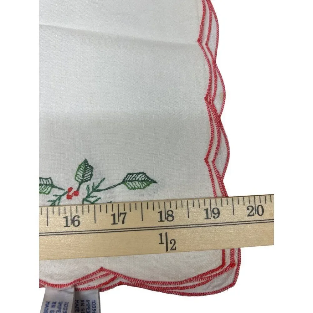 Vintage Cotton Imperial Elegance Christmas Placemat Set With Floral Embroidery &
